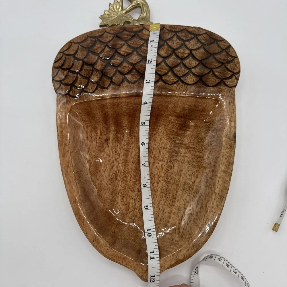 Large Glossy Wood Acorn Plate Tray 9x 12